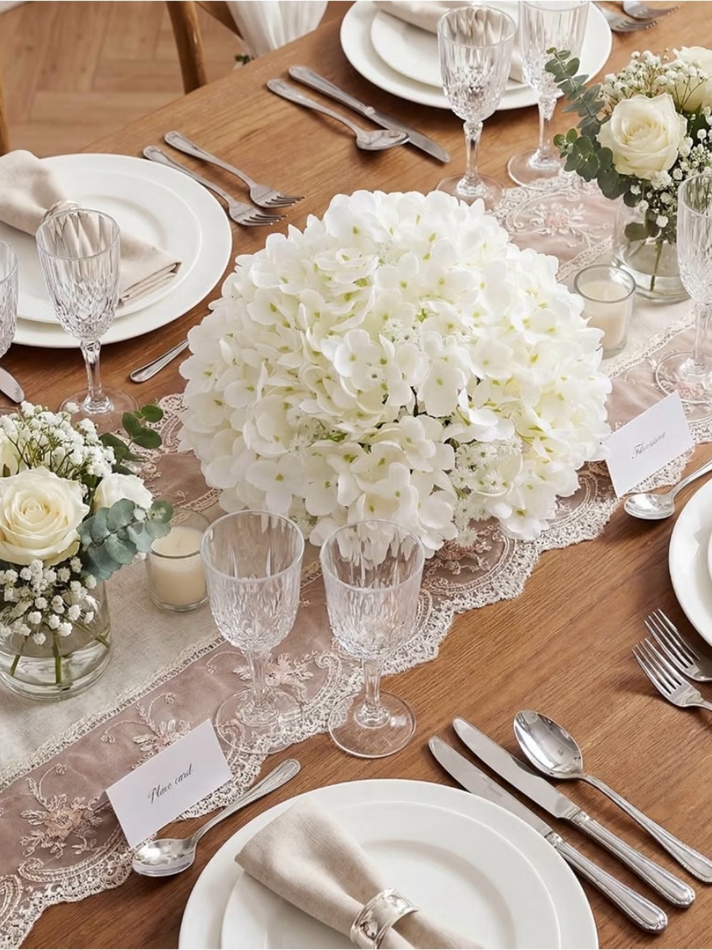 White Artificial Hydrangea Floral Bouquet Set (2pc) Home Accents  NEW